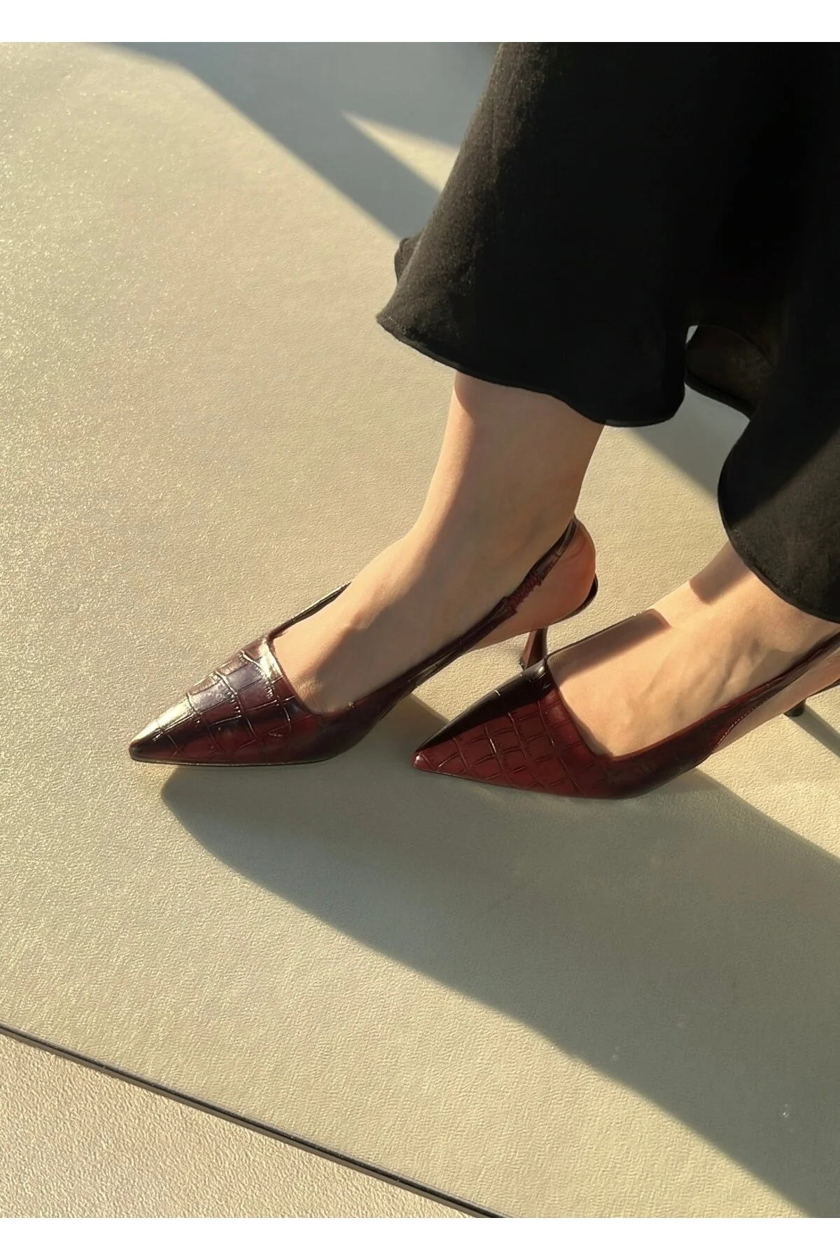 Sivri Burun Kroko Detaylı Kadın Stiletto