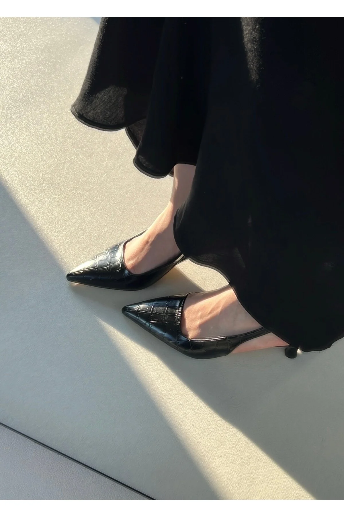 Sivri Burun Kroko Detaylı Kadın Stiletto