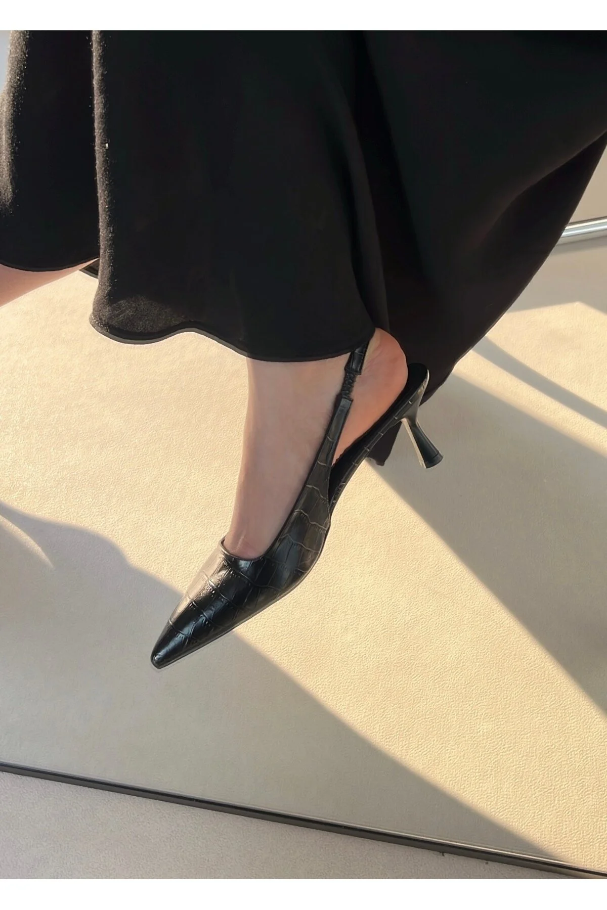 Sivri Burun Kroko Detaylı Kadın Stiletto