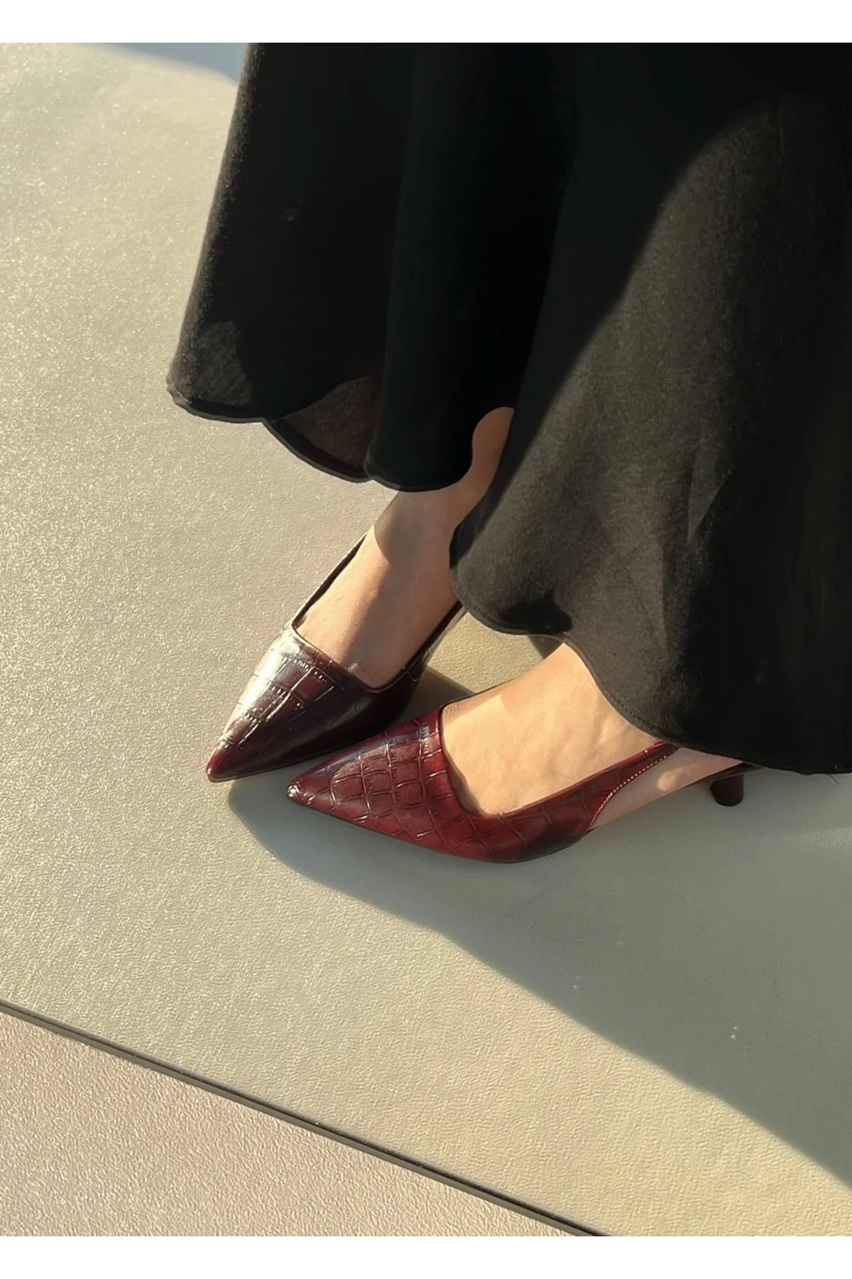 Sivri Burun Kroko Detaylı Kadın Stiletto