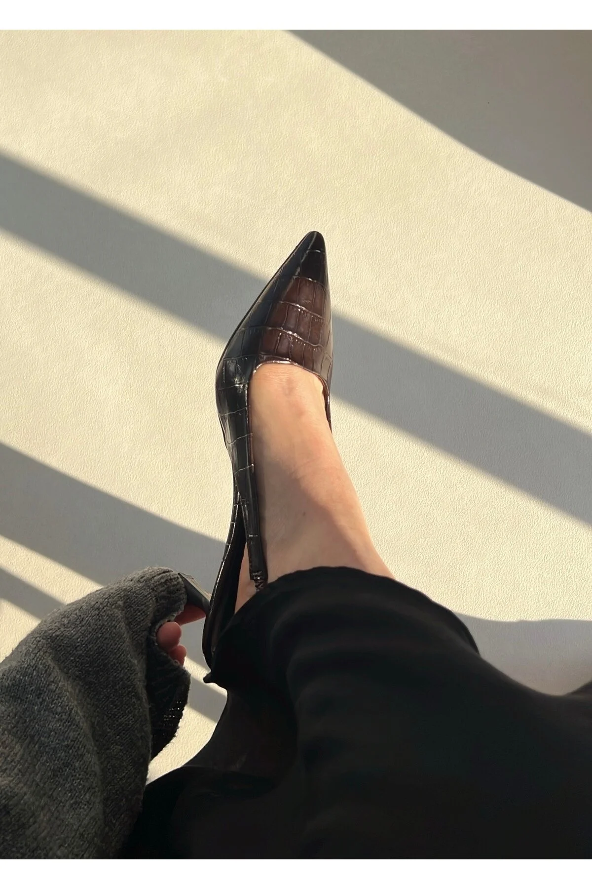 Sivri Burun Kroko Detaylı Kadın Stiletto