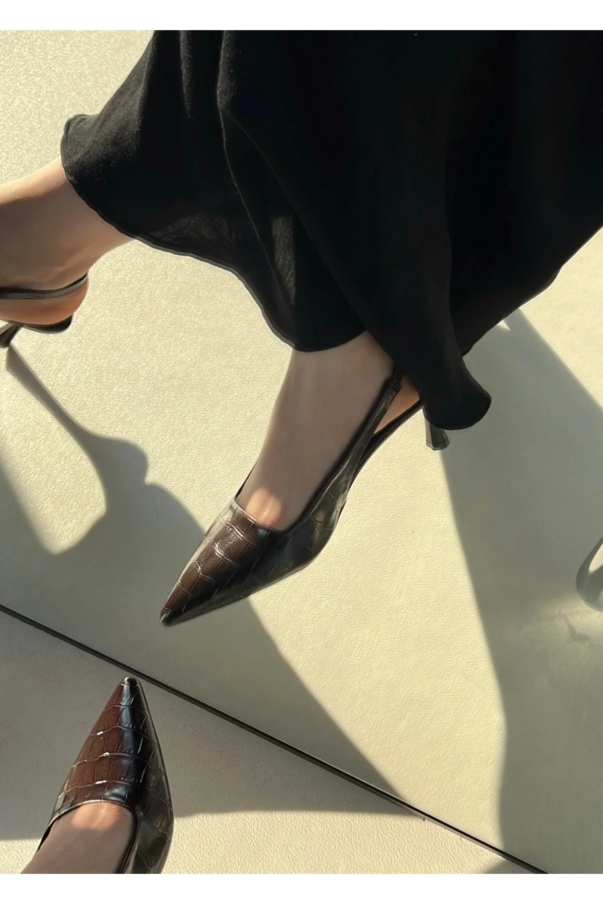 Sivri Burun Kroko Detaylı Kadın Stiletto